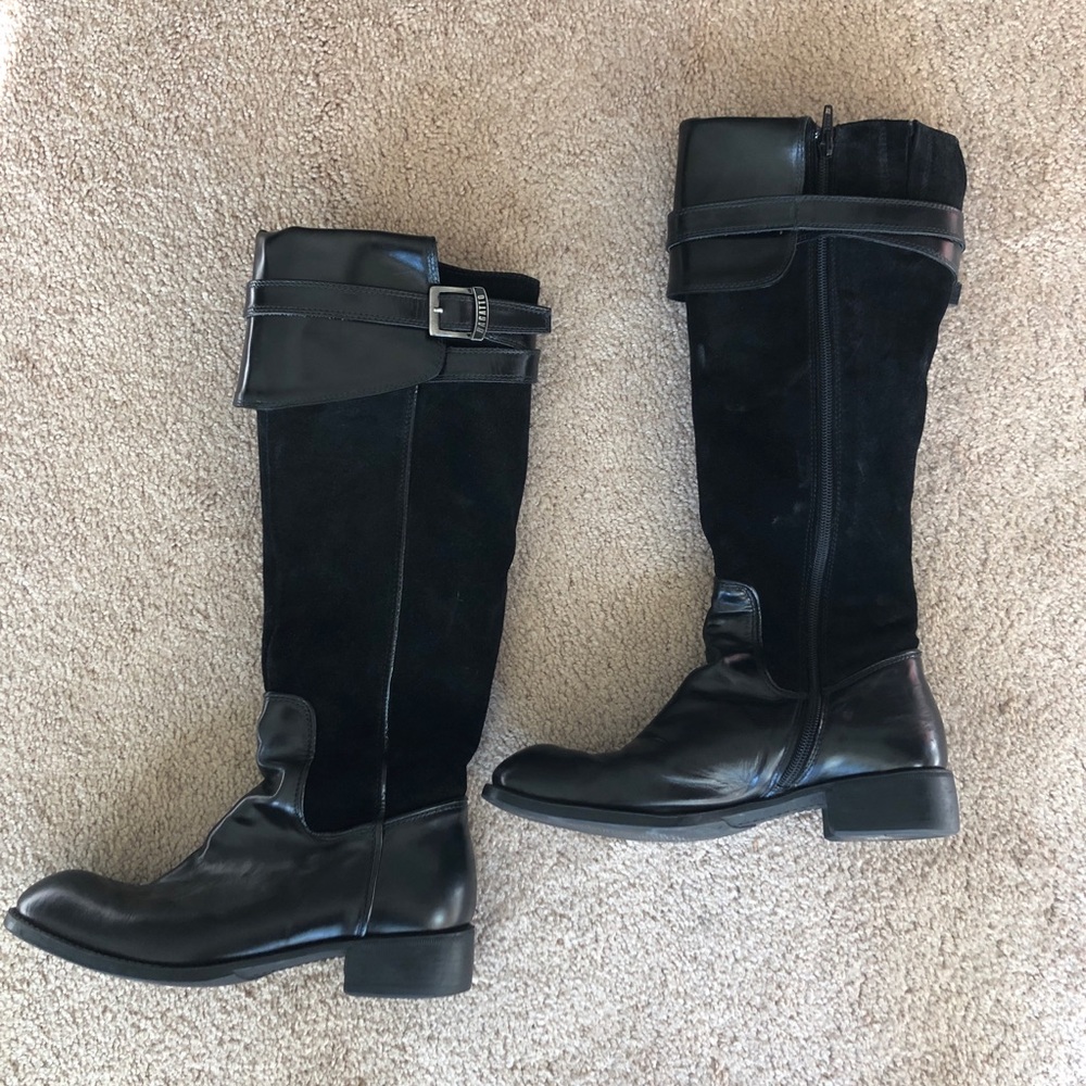 Vera Gomma Black Leather and suede riding boot